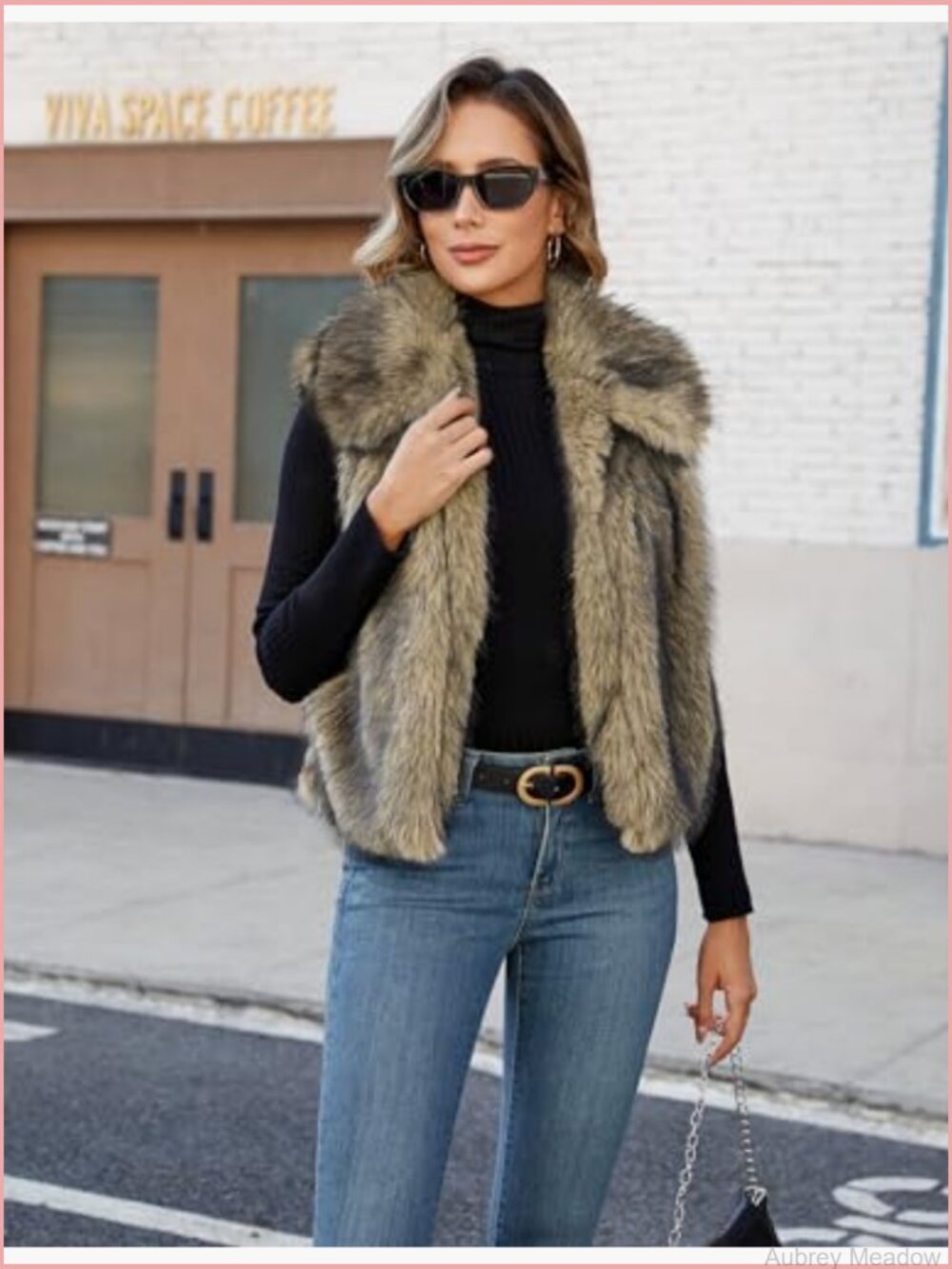 Faux Fur Vest Sleeveless Open Front Cardigan Cozy Jacket with Pockets - Picture 4 of 6